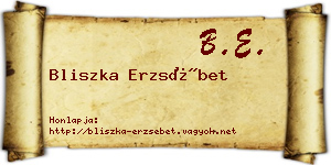 Bliszka Erzsébet névjegykártya